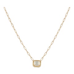 18K Yellow Gold 0.93 ct Emerald-Cut Diamond Solitaire Necklace ANK-20513-Y
