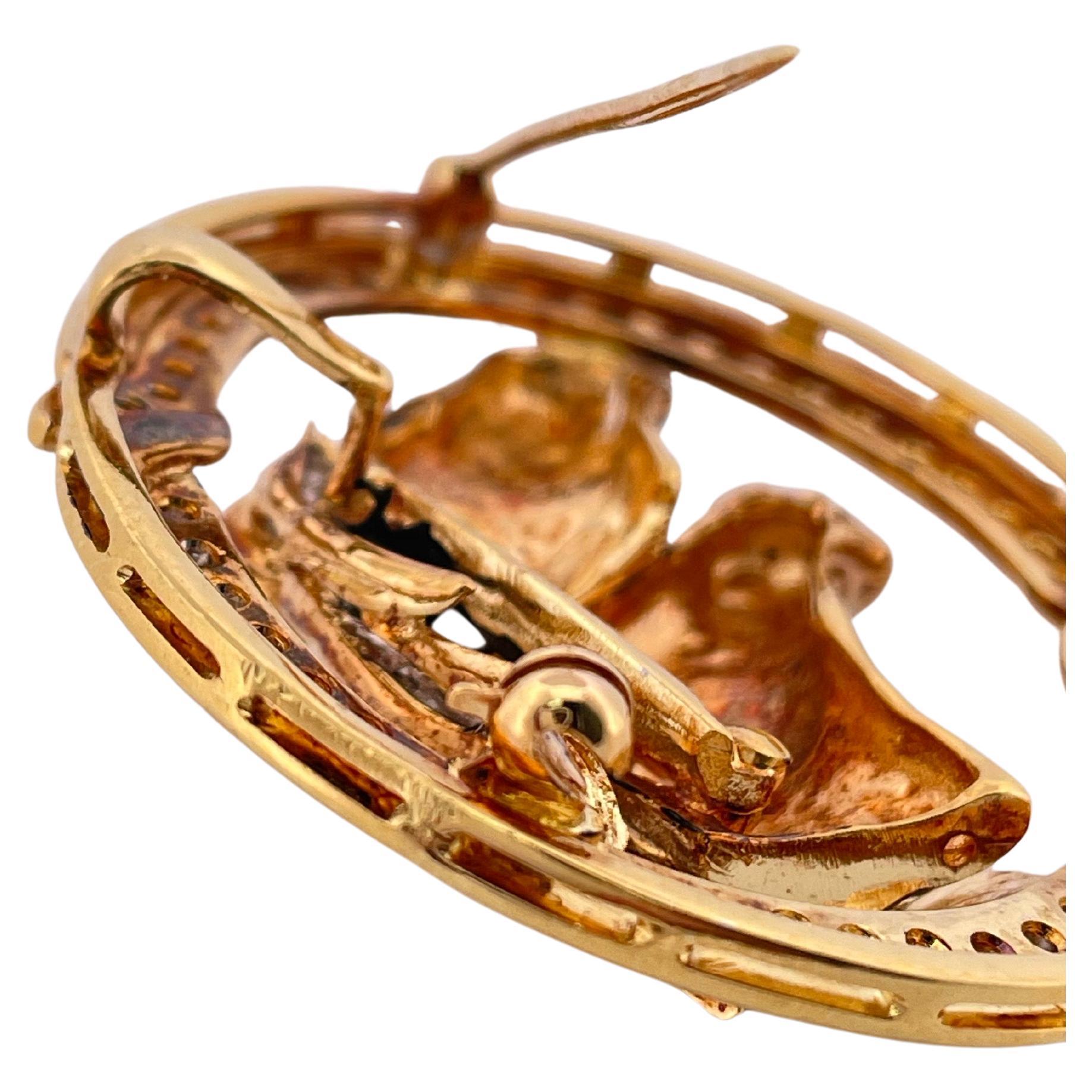 18k Gelbgold 0,94ctw Diamond & 0,13ctw Sapphire Pferd Pin/Anhänger im Angebot 2