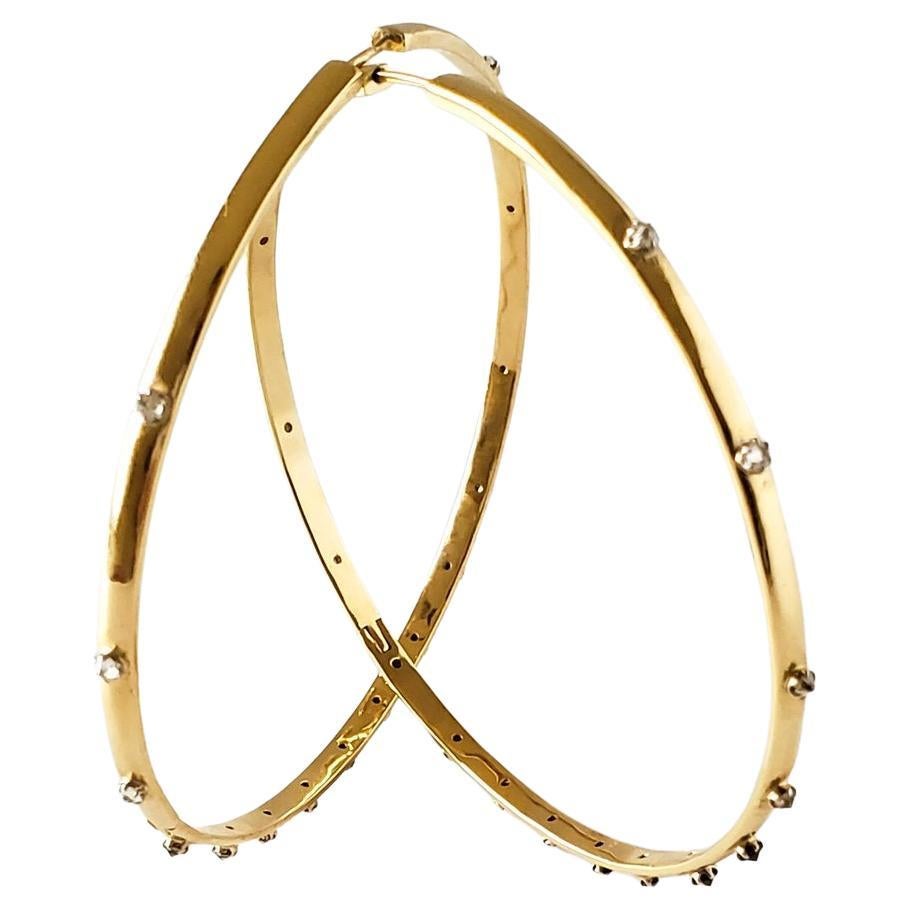 18k Yellow Gold 0.96 Carat White, Salt and Pepper, Black Inverted Diamond Hoops