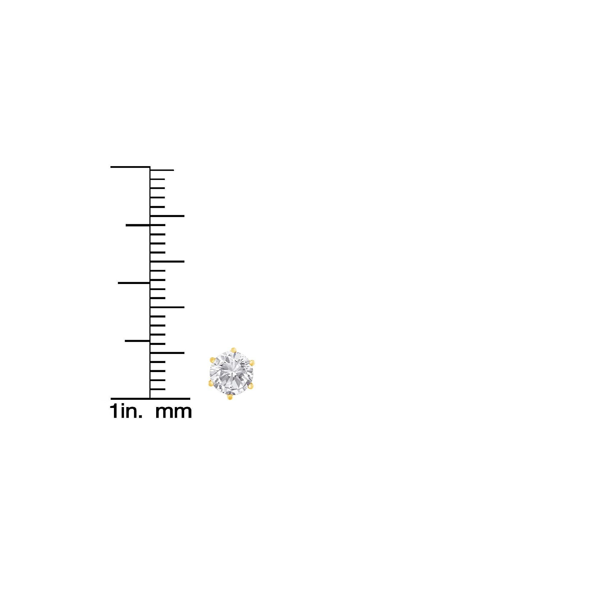 18K Yellow Gold 6 Prong Diamond Stud Earrings In New Condition For Sale In New York, NY
