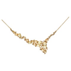 Collier en or jaune 18K avec diamant Brown 1/2 carat et saphir jaune ovale