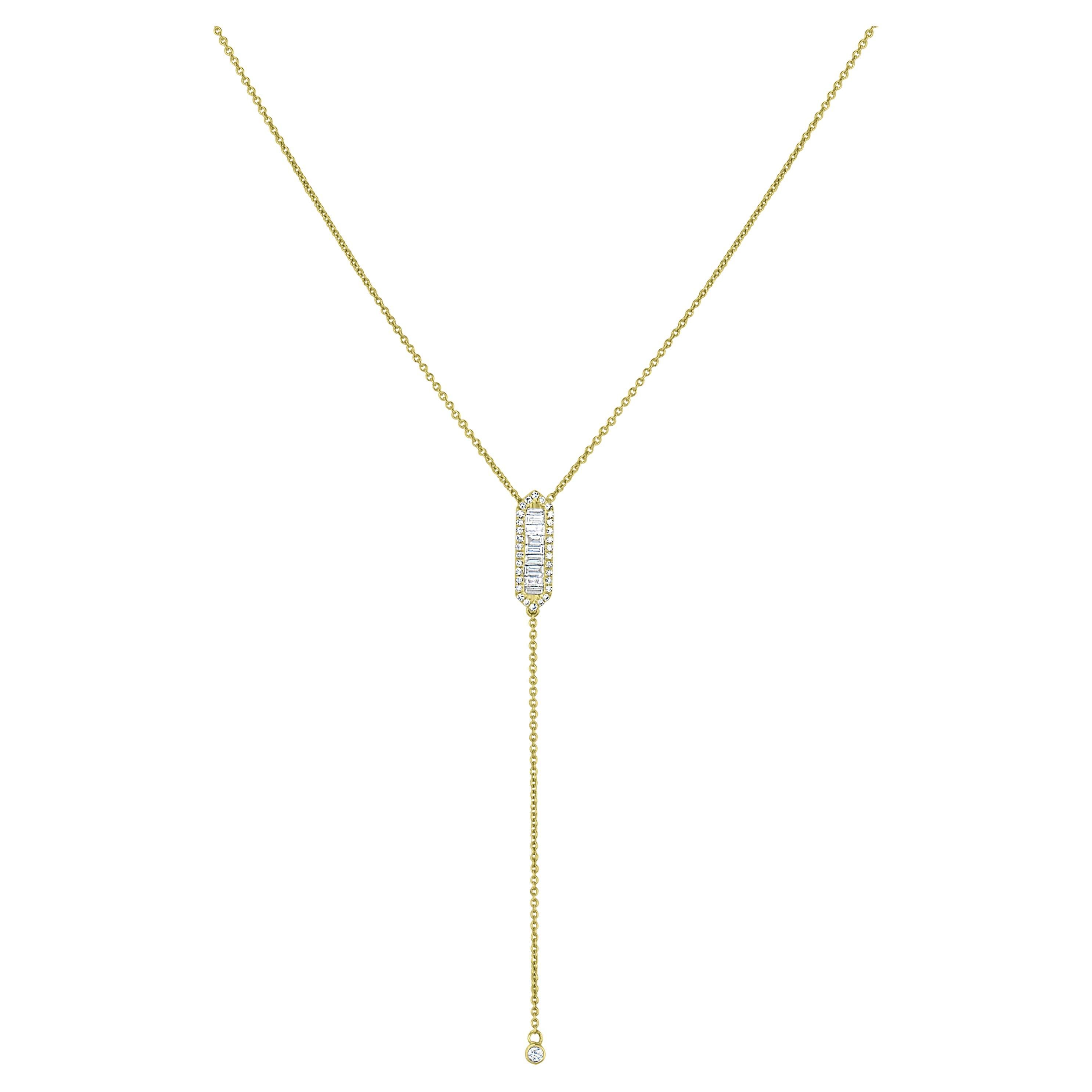 Yellow Gold Diamond Double Lariat Pulley Necklace For Sale at 1stDibs