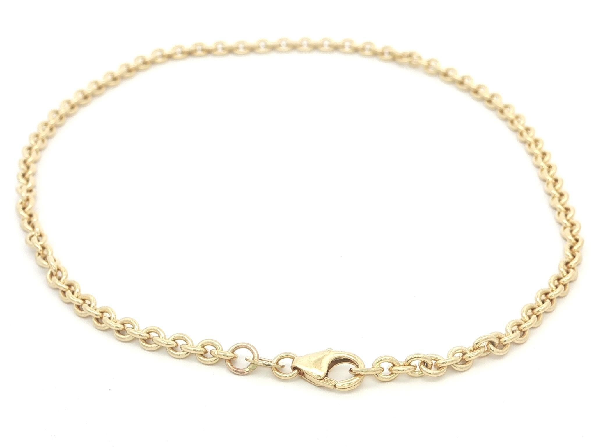 Tobillera de cadena de eslabones por cable de oro amarillo de 18k de 10