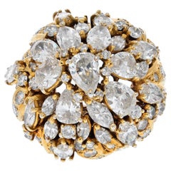 18K Yellow Gold 10 Carat Diamond Cluster Ring