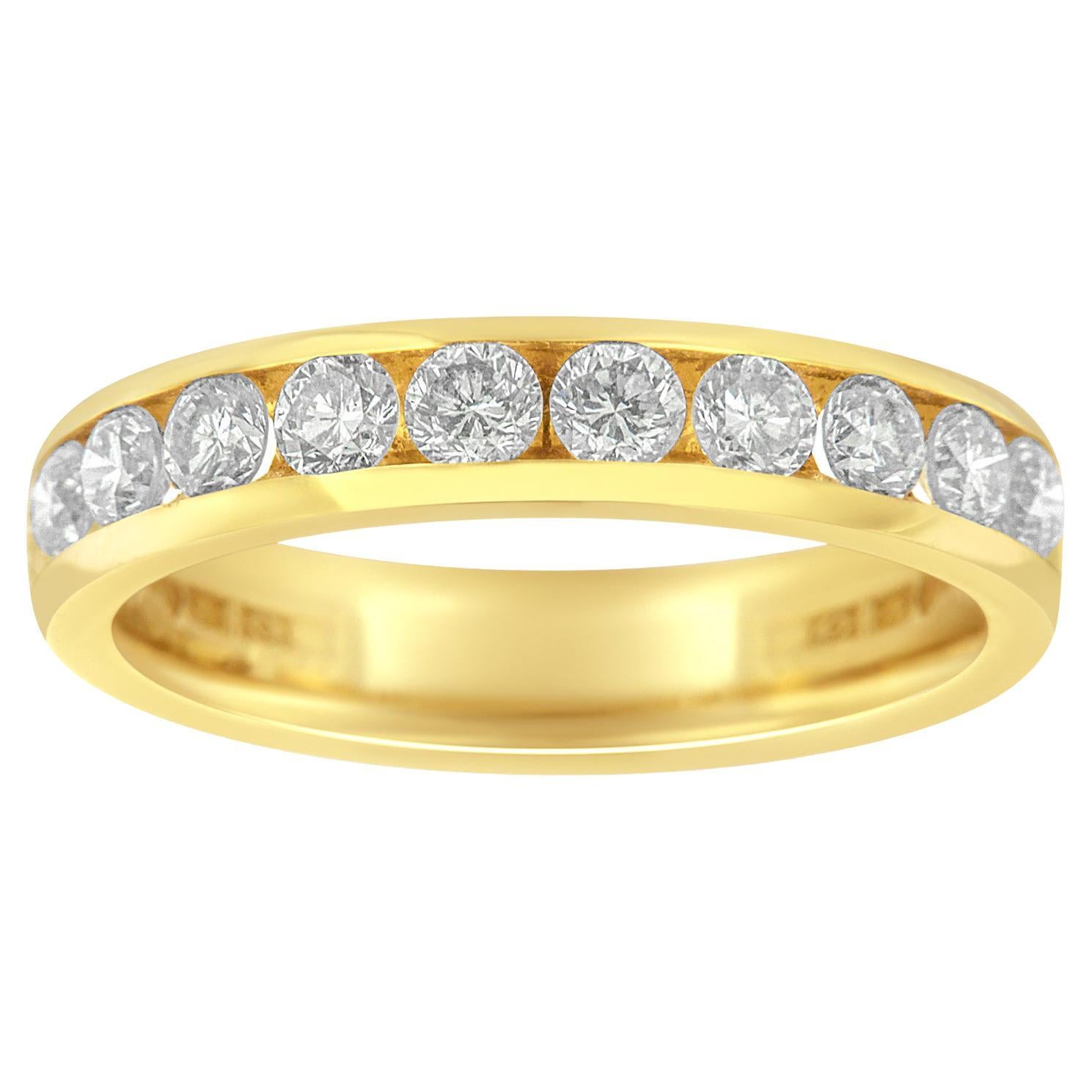 18K Yellow Gold 1.00 Carat Diamond Wedding Band Ring
