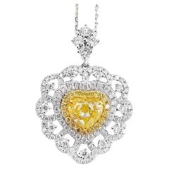 18K Yellow Gold 1.00 CT Fancy Yellow Diamond Heart-Shaped Pendant Necklace
