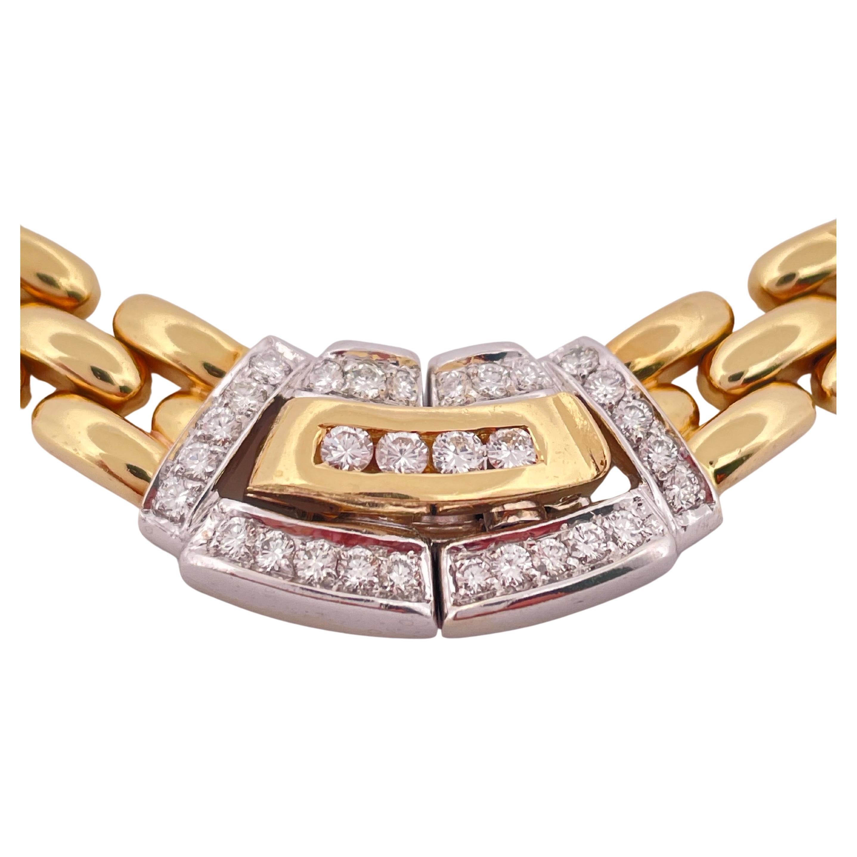 Collar con Hebilla de Diamantes de Oro Amarillo de 18k 1,00ctw G SI1 (48,6g) Retro en venta