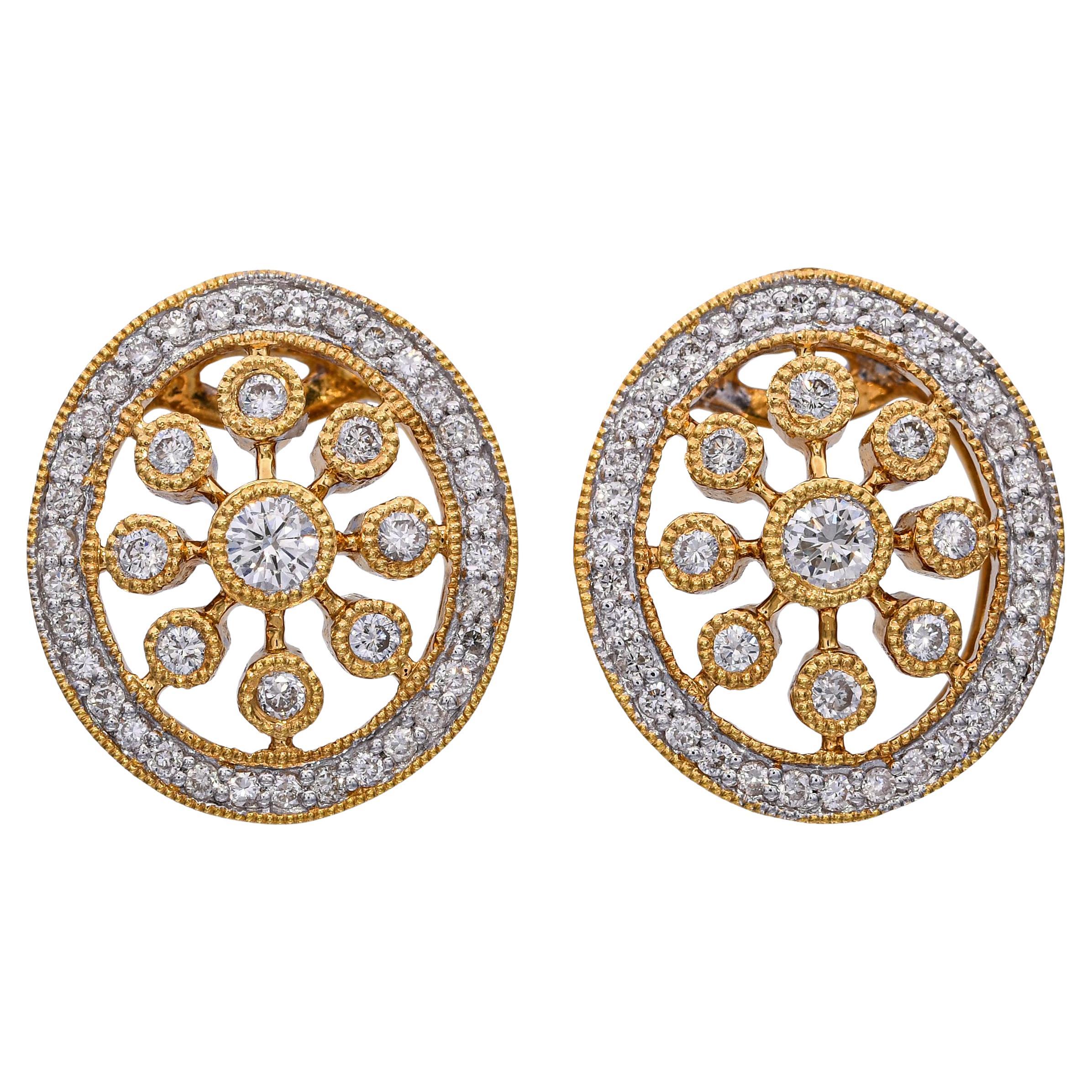 Orecchini in oro giallo 18k con motivo di diamanti da 1,01tcw