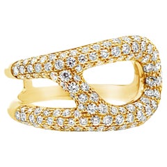 Bague à épingle de sûreté en or jaune 18K 1,03 carat de diamant ouverte et effilée