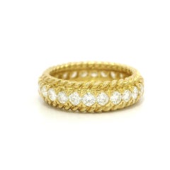 18k Yellow Gold 1.04ctw Fishtail Pave Set Diamond Cable Sides Eternity Band Ring