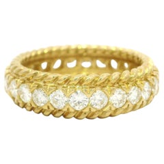 18k Gelbgold 1,04ctw Fischschwanz Pave Set Diamant Kabel Seiten Eternity Band Ring
