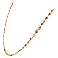 18K Yellow Gold 10.50 Carat Fancy Color Natural Diamonds by The Yard Necklace