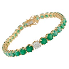 18K Yellow Gold 1.07ct Diamond and Emerald Bracelet MF28-022026