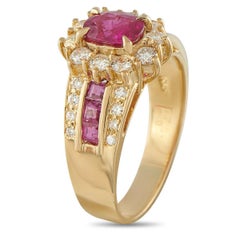 18K Yellow Gold 1.08ct Diamond and 1.76ct Ruby Ring