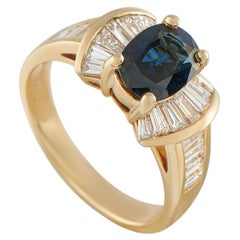18K Yellow Gold 1.08ct Diamond and Sapphire Ring