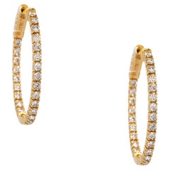 18k Yellow Gold 1.09ct Diamond Inside Out Hoop Earrings