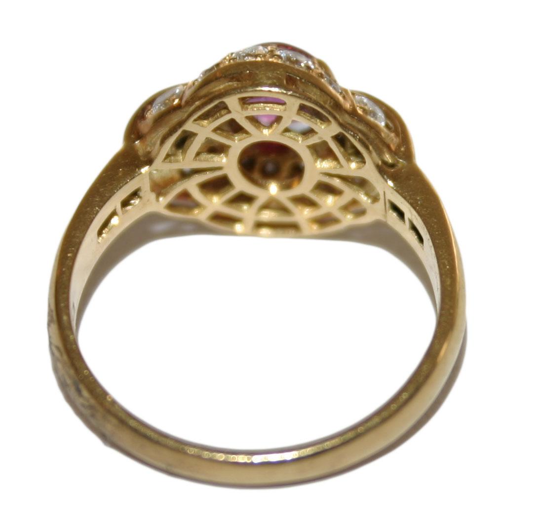 Baguette Cut 18 Karat Yellow Gold 1.0 Carat Diamond and 0.50 Carat Ruby Women's Ring For Sale