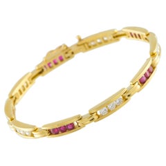 Pulsera de oro amarillo de 18 quilates con 1,0 ct de diamantes y rubíes MF42-020326