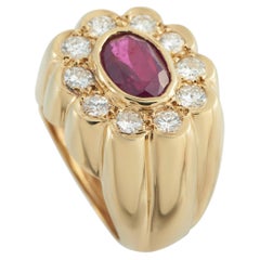 18K Yellow Gold 1.0ct Diamond and Ruby Ring MF03-031726