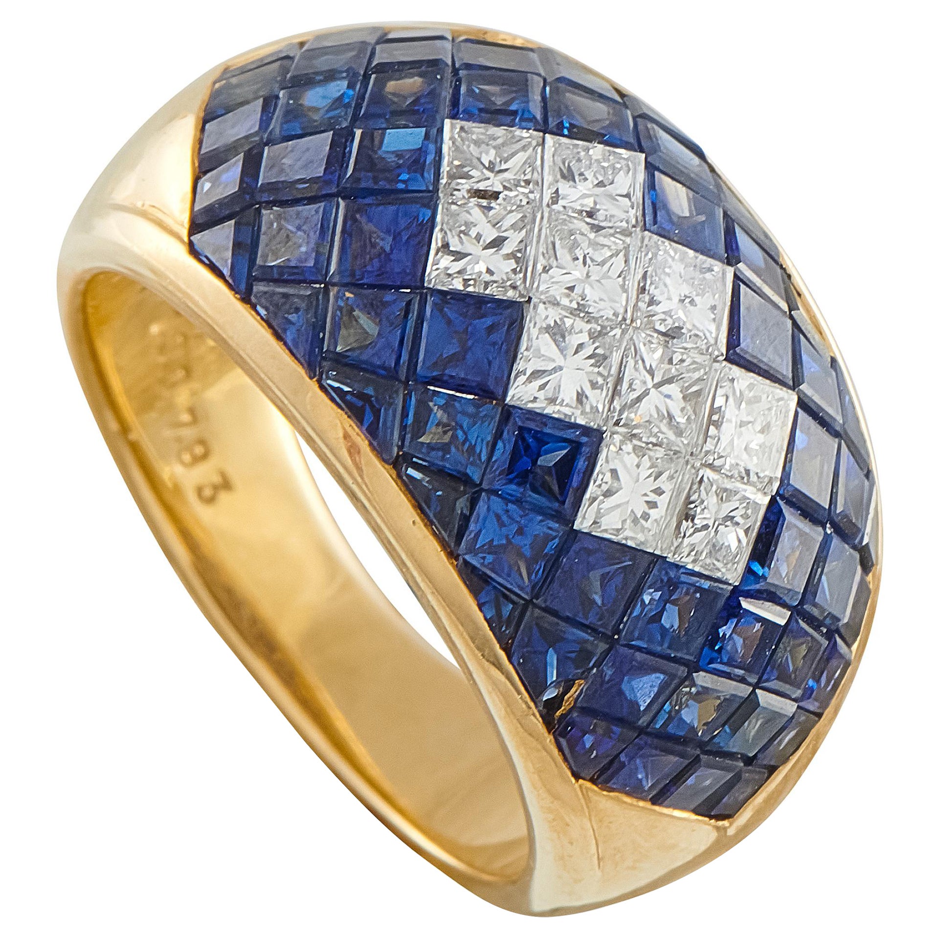 18K Gelbgold 1.0ct Diamant und Saphir Ring MF08-112425