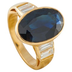 18K Yellow Gold 1.0ct Diamond and Sapphire Ring MF30-050726
