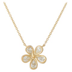18K Yellow Gold 1.0ct Diamond Flower Necklace ANK-19121