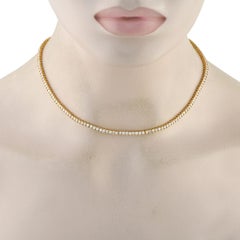 18K Yellow Gold 10ct Diamond Tennis Necklace