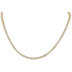 18K Yellow Gold 10ct Diamond Tennis Necklace