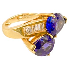 18k Yellow Gold 10ct Tanzanite Diamond Twin Ring