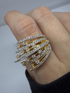 Anello Cocktail in oro giallo 18K con diamante da 1,10 carati - Misura 6,50