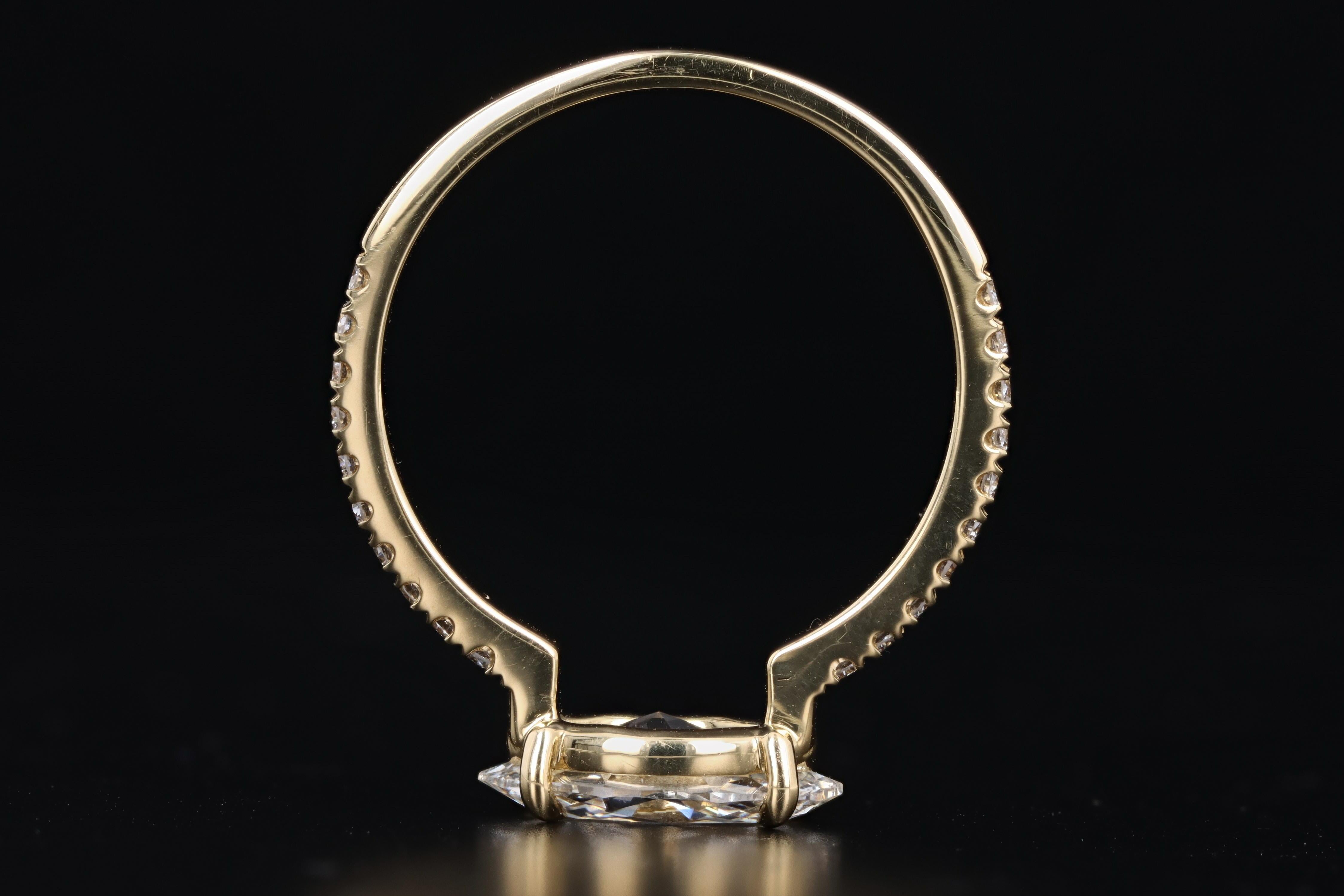 18 Karat Yellow Gold 1.10 Carat Marquise Diamond Engagement Ring 1