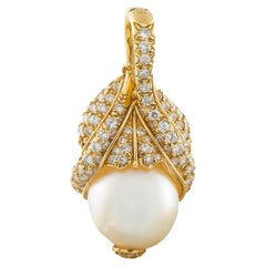 18K Yellow Gold 1.10ct Diamond and Pearl Pendant MF21-012826
