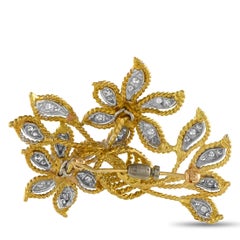 Broche Floral Oro Amarillo 18K 1.10ct Diamante