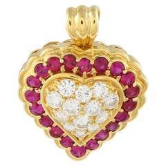 Ciondolo in oro giallo 18K con diamante e rubino da 1,11 carati