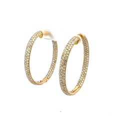 18K Yellow Gold 11.26ct H VS1 Round Brilliant Diamond Large Hoop Earrings