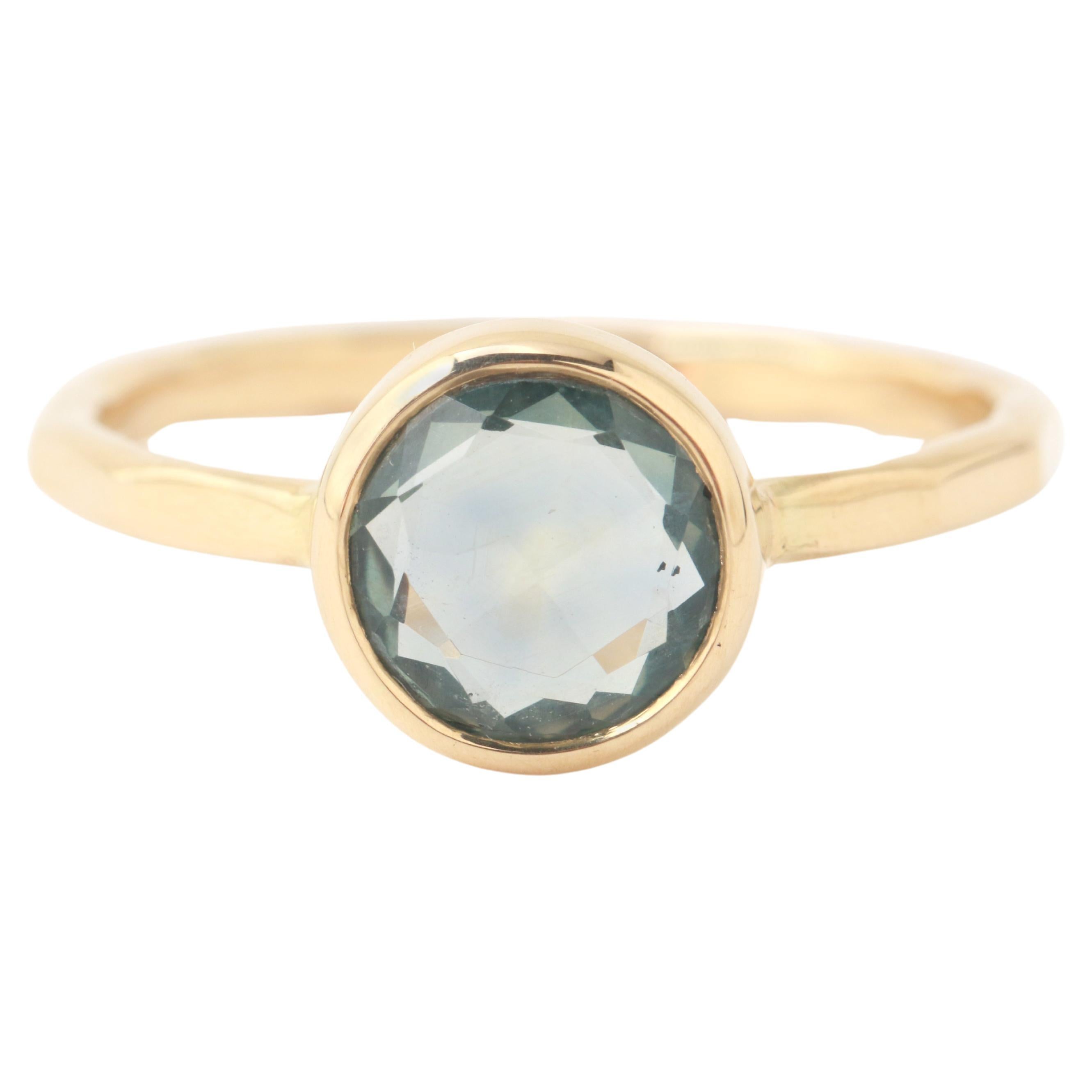 18k Yellow Gold 1.15 Carat Rosecut Blue Sapphire Ring