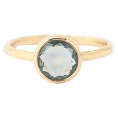 18k Yellow Gold 1.15 Carat Rosecut Blue Sapphire Ring