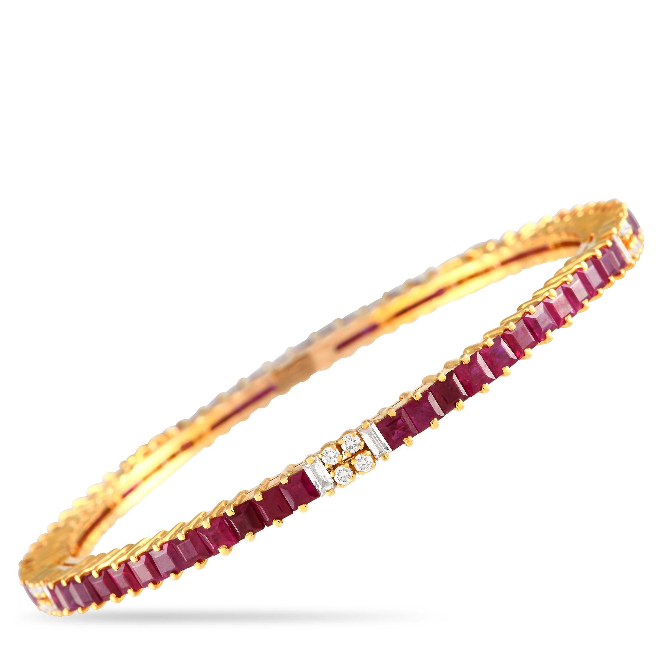 Zweiteiliger Armreif aus 18 Karat Gelbgold mit 1,15 Karat Diamant und 12 Karat Rubin im Zustand „Hervorragend“ in Southampton, PA