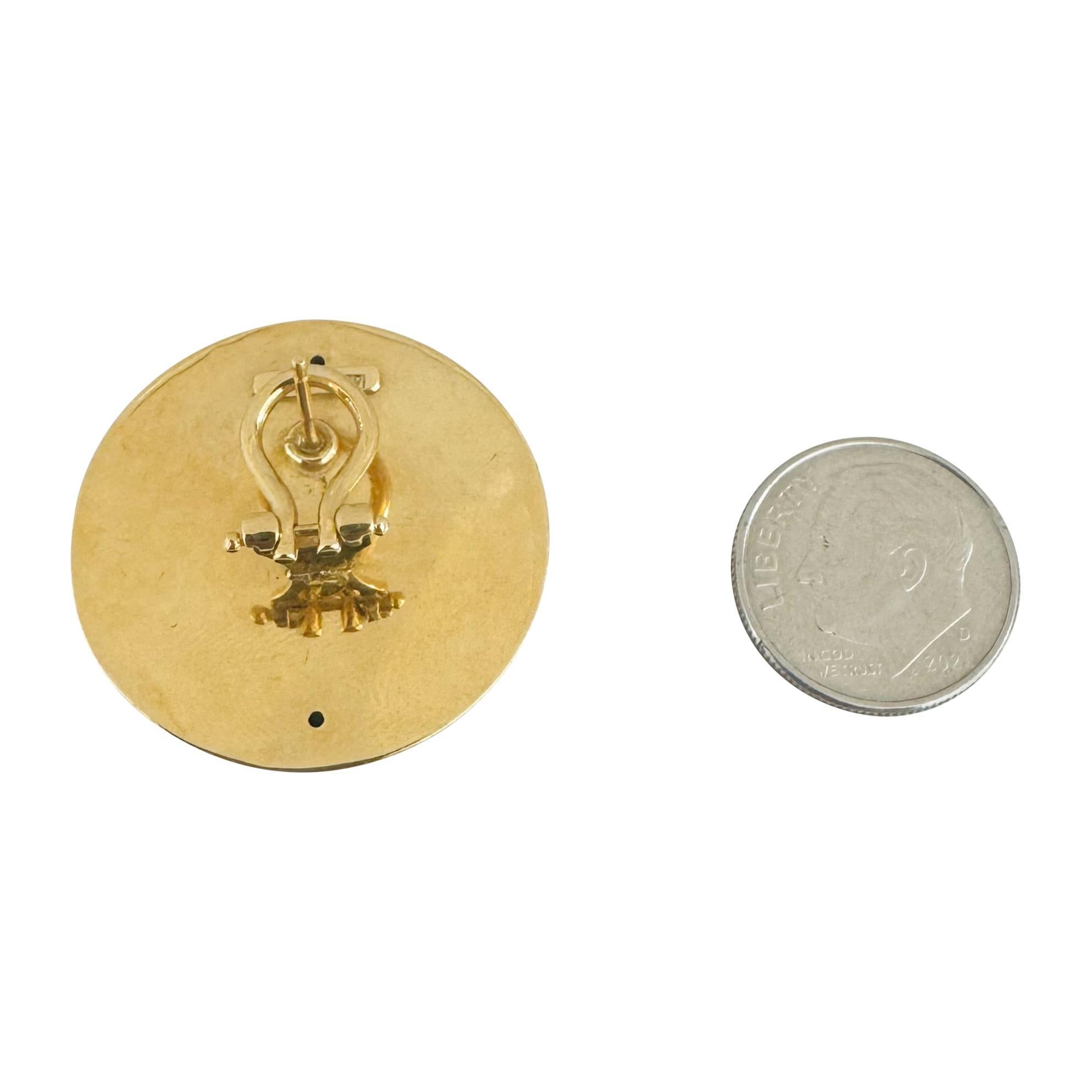 18k Gelbgold 11,5g Vintage Damen große Knopf Ohrstecker Italien 1,1