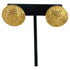 18k Gelbgold 11,5g Vintage Damen große Knopf Ohrstecker Italien 1,1"