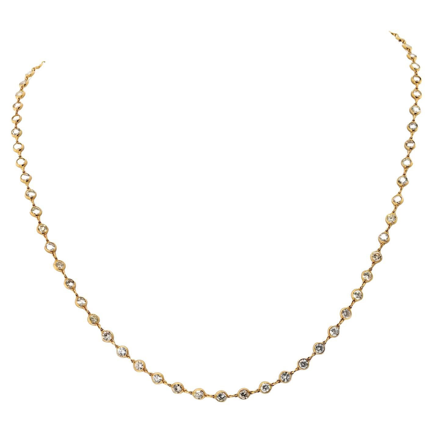 Collier en or jaune 18 carats 11.68cttw Diamond By The Yard 16 Inch Chain Necklace
