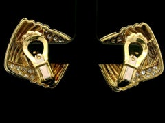 18k Yellow Gold 11.6mm Mabe Pearl 1.85ctw Diamond Large Button Omega Earrings