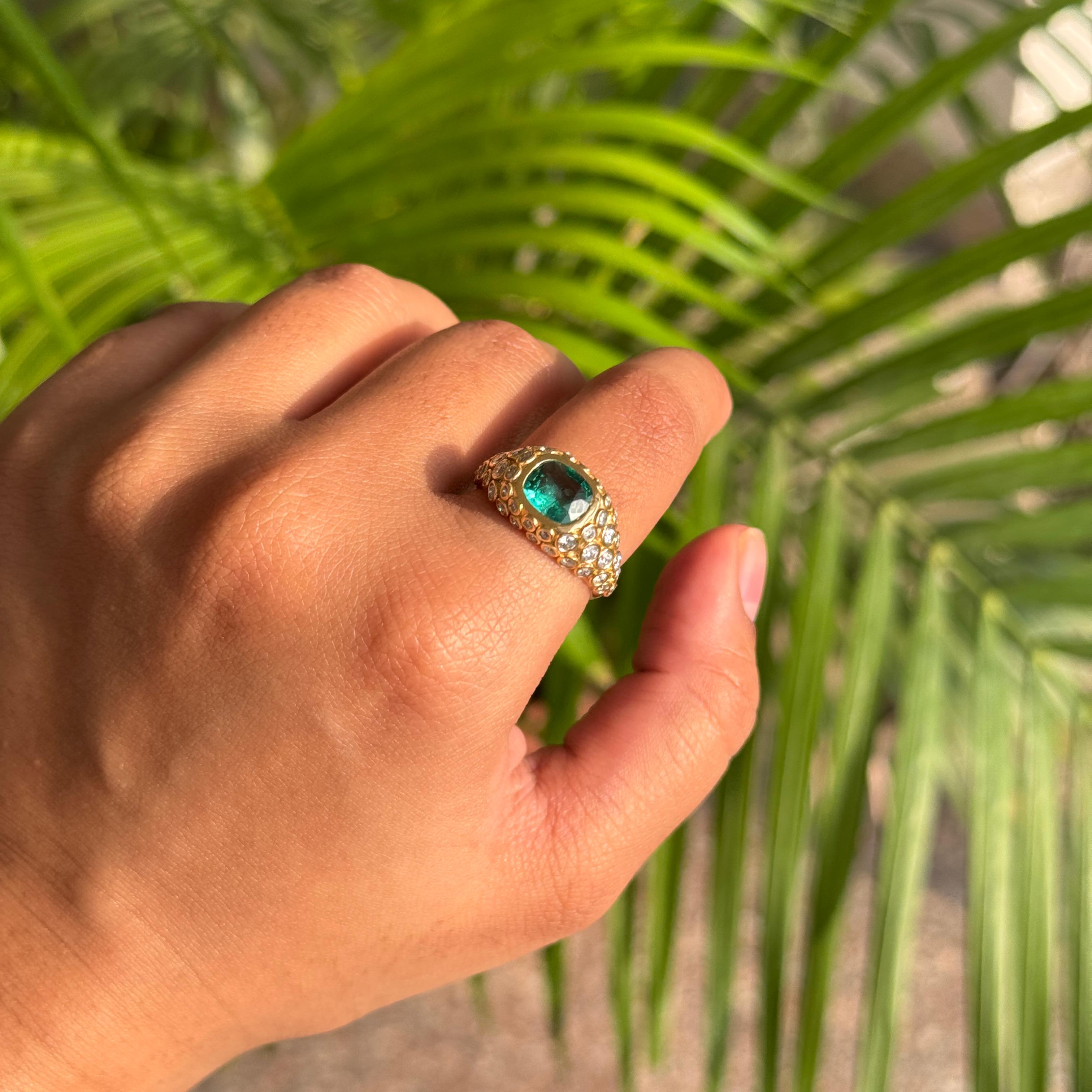 in vendita:  Anello con smeraldo e diamante a cupola in oro giallo 18 carati da 1,19 carati Gioielli di pregio 2