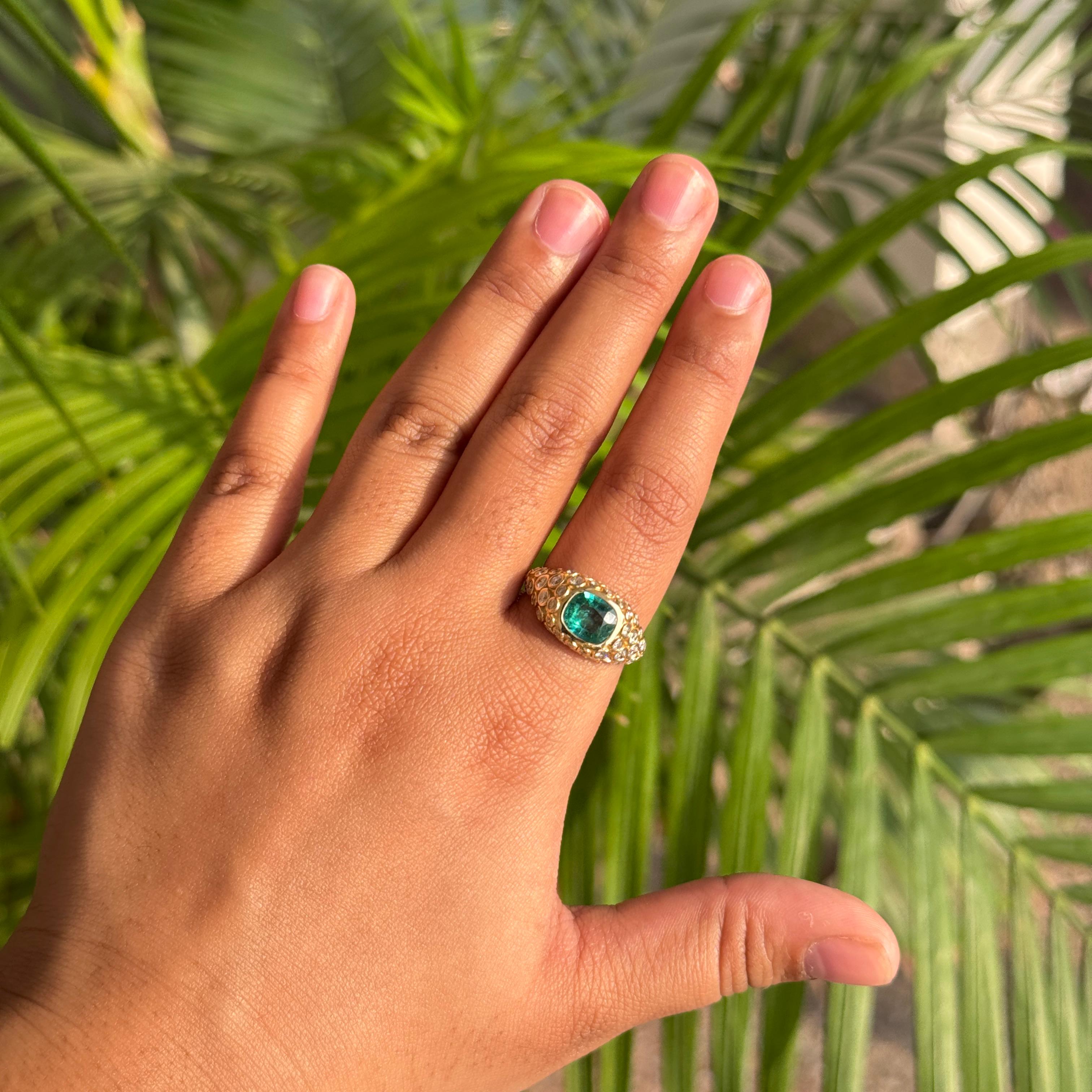 in vendita:  Anello con smeraldo e diamante a cupola in oro giallo 18 carati da 1,19 carati Gioielli di pregio 4