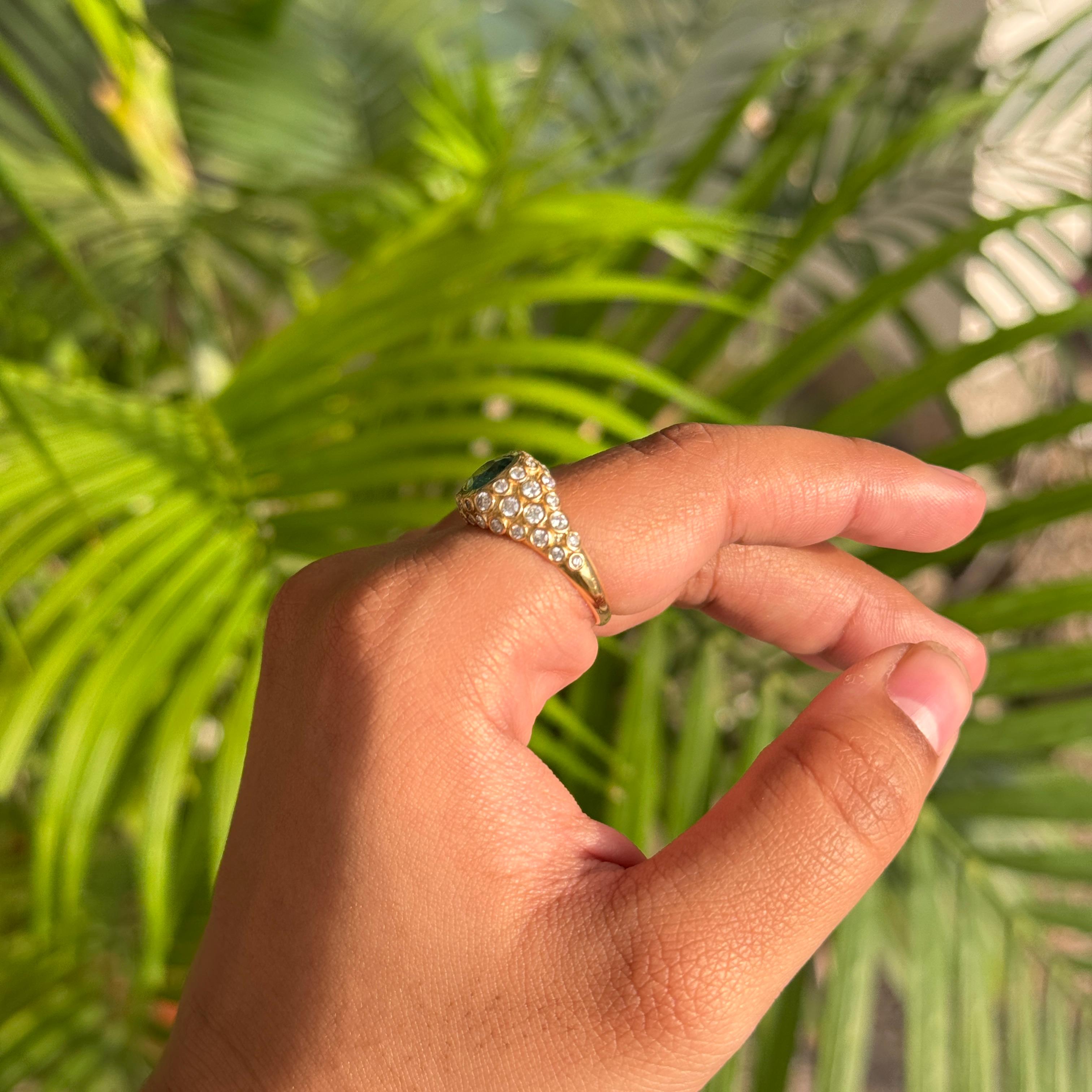 in vendita:  Anello con smeraldo e diamante a cupola in oro giallo 18 carati da 1,19 carati Gioielli di pregio 6