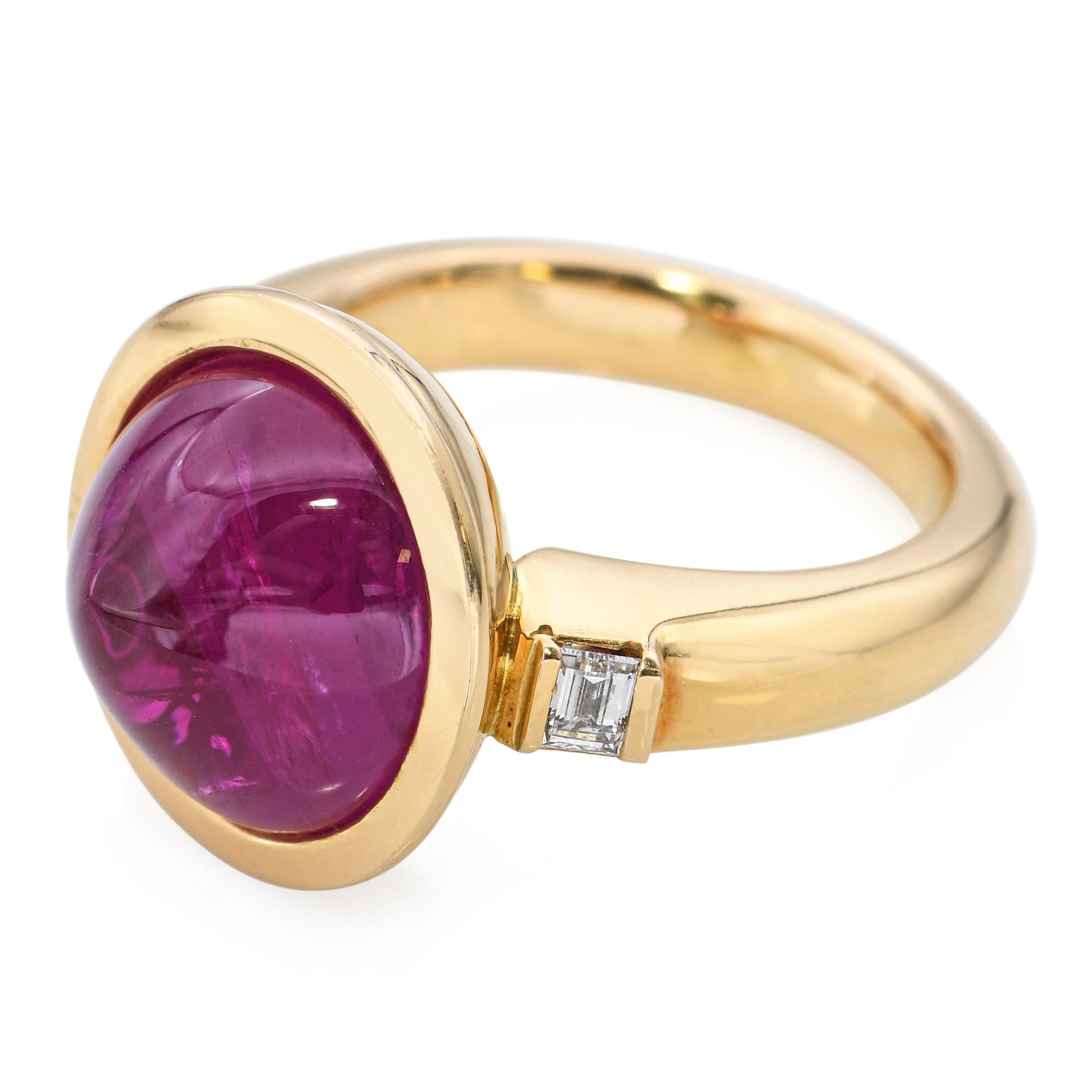 Bague en or jaune 18 carats avec cabochon de rubis et diamant en vente 1