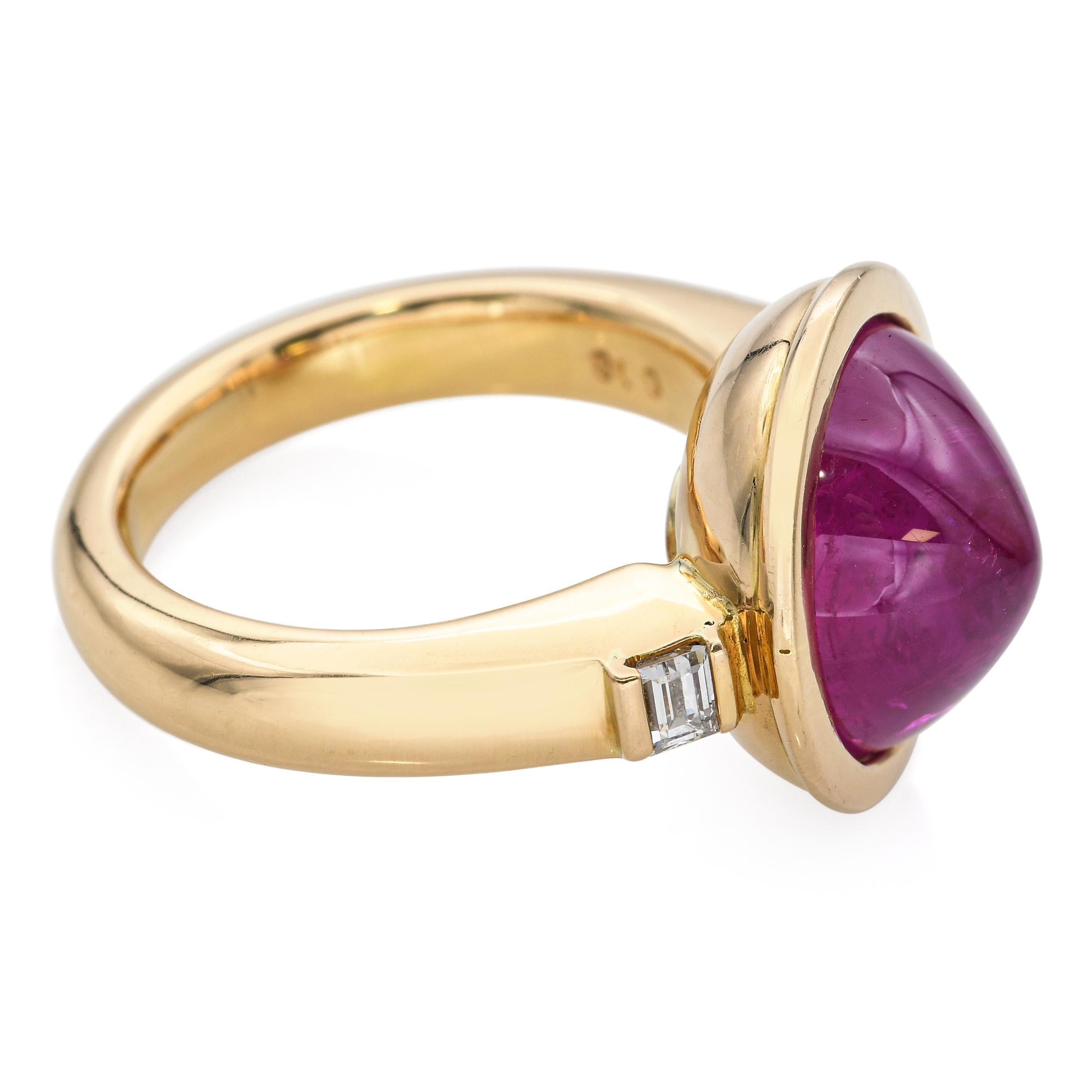 Bague en or jaune 18 carats avec cabochon de rubis et diamant en vente 3