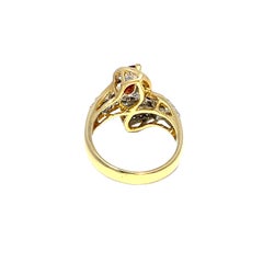 18K Yellow Gold 1.1Ctw Pear-Shaped Rubies & Diamonds Cocktail Ring