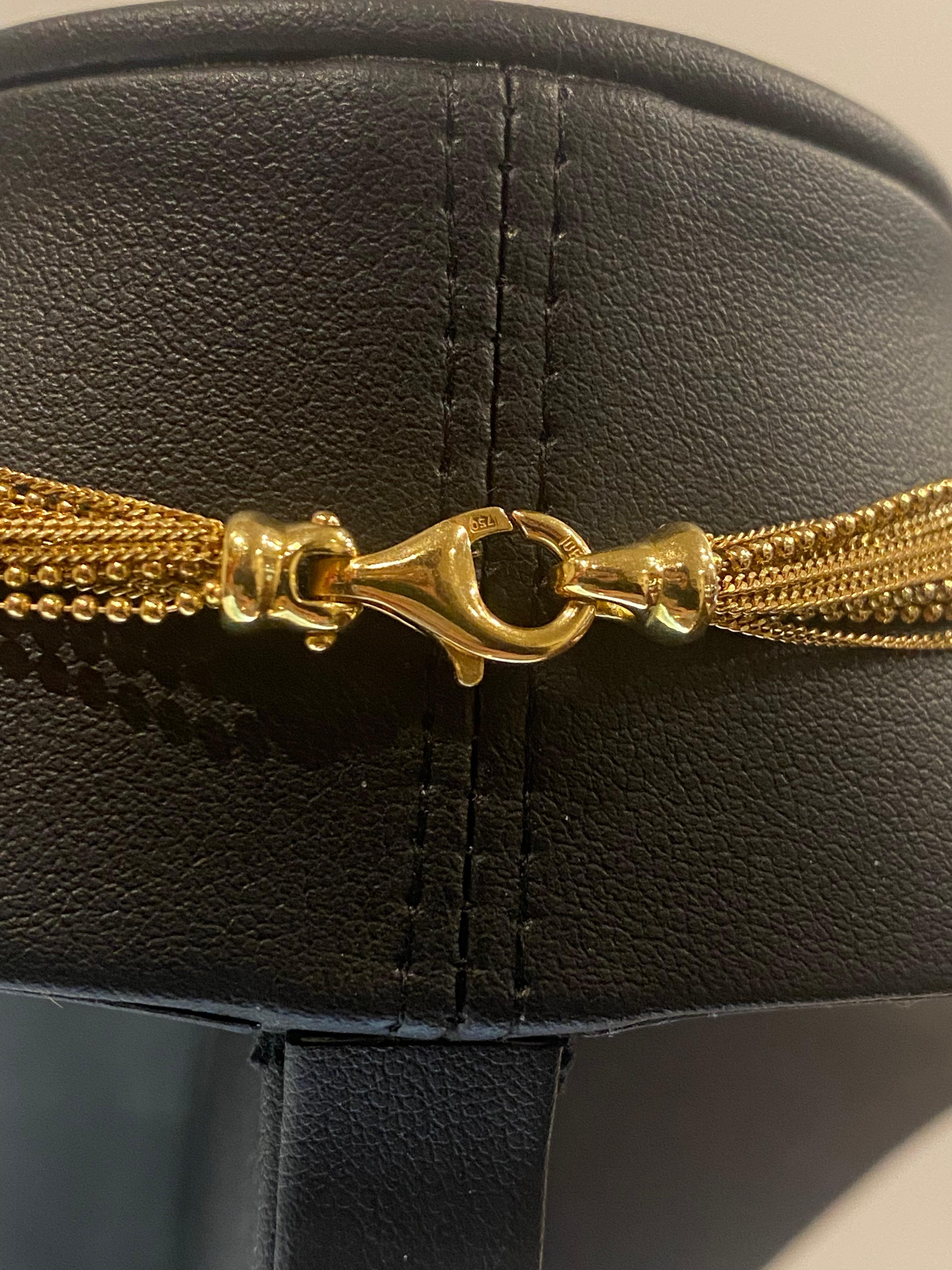 18K Yellow Gold 12-stand Italian 1960's Choker Necklace, Ball & Curb Link Chains In Excellent Condition For Sale In MELBOURNE, AU