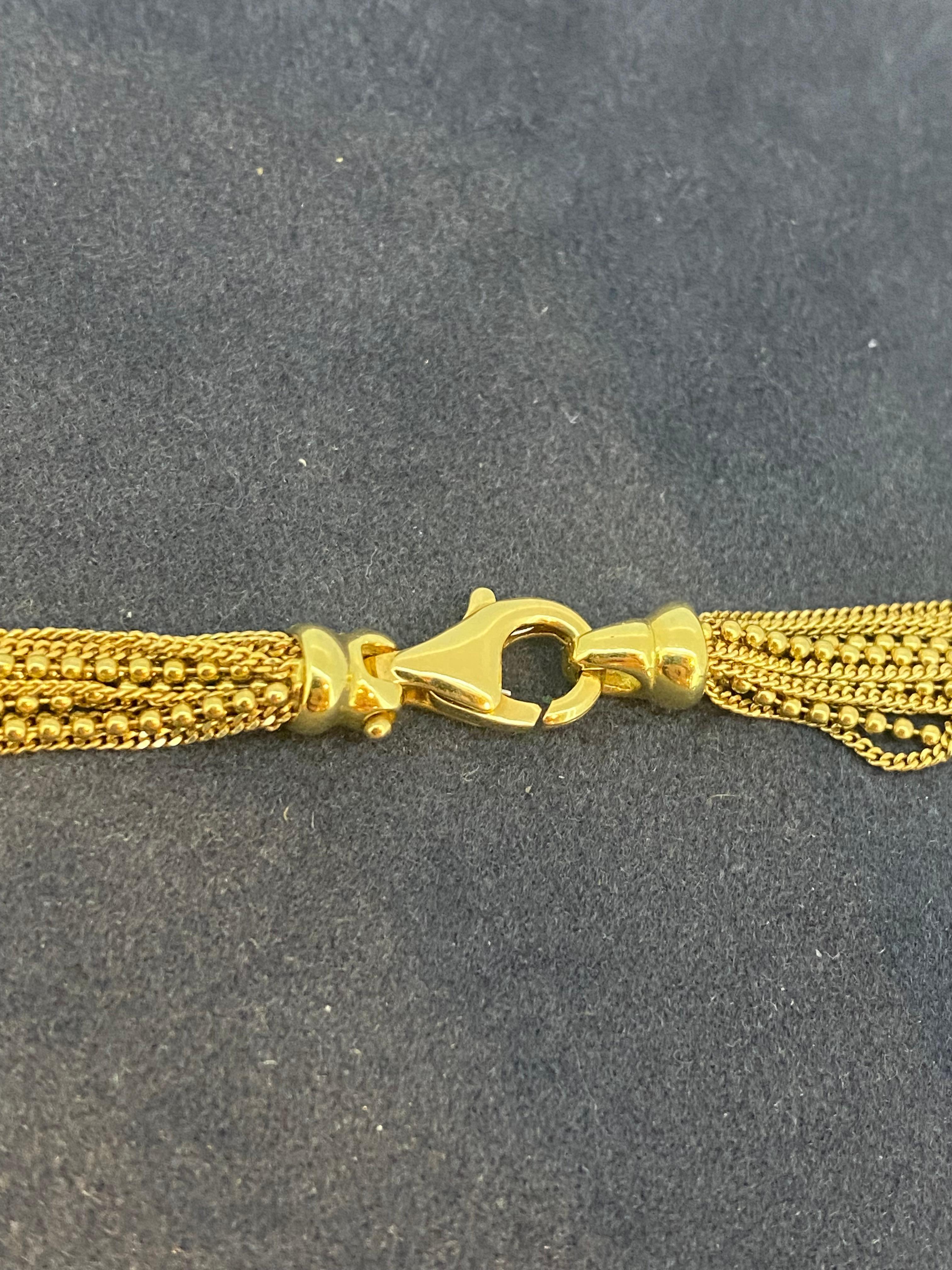 Women's or Men's 18K Yellow Gold 12-stand Italian 1960's Choker Necklace, Ball & Curb Link Chains For Sale